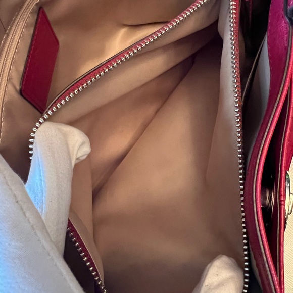 COACH Red Saffiano Leather Satchel Handbag - Picture 4 of 13